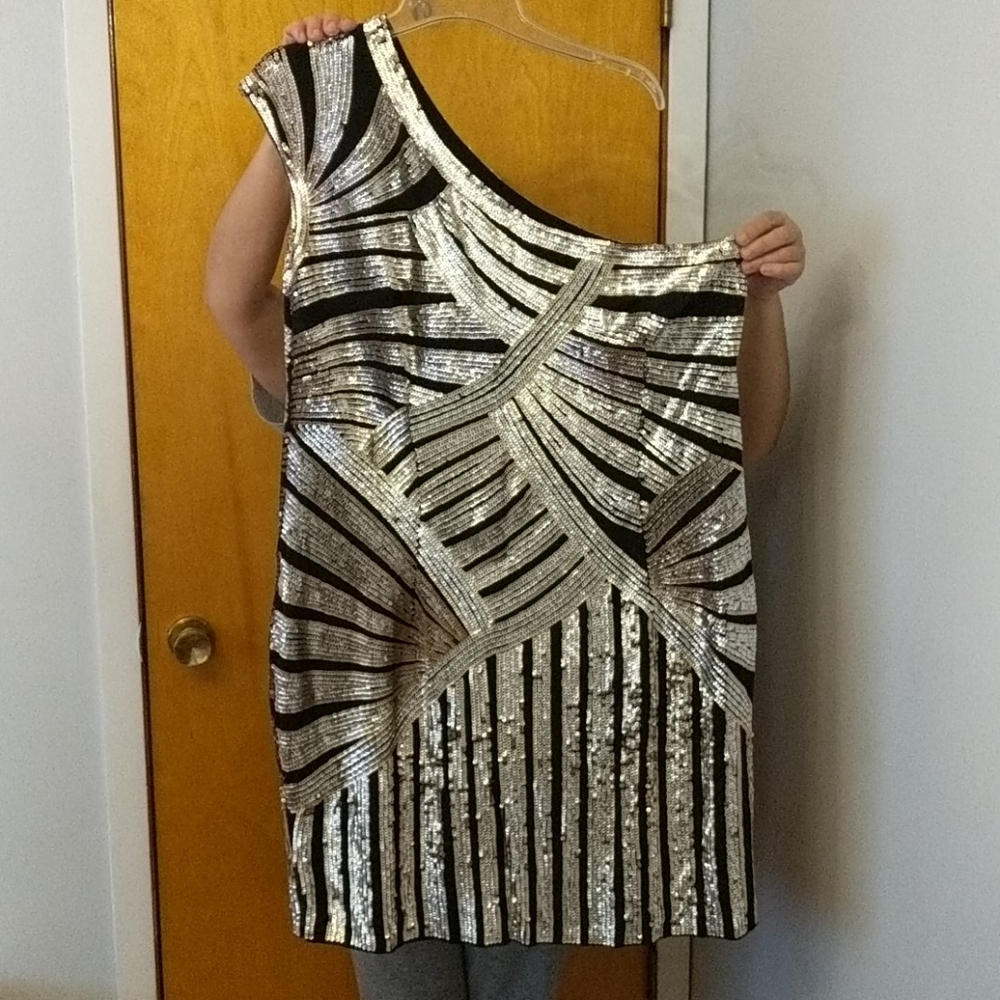Sydney's Closet sequined, one shoulder dress